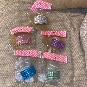🩵🤍💜💚🩷NWT Colorful Rhinestone Hair Ponytail Set of 5